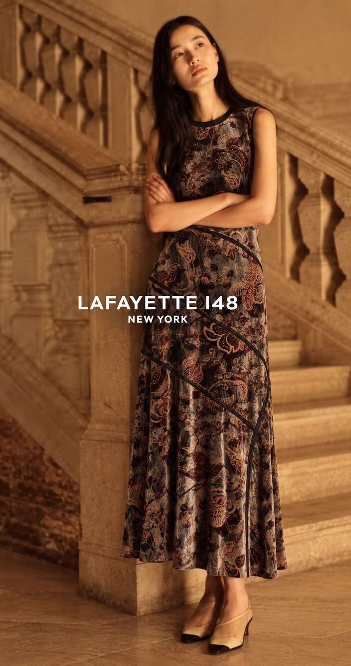 NWT Lafayette 148 New York "Melissa Opulent Garden" velvet midi dress, Med $1,79